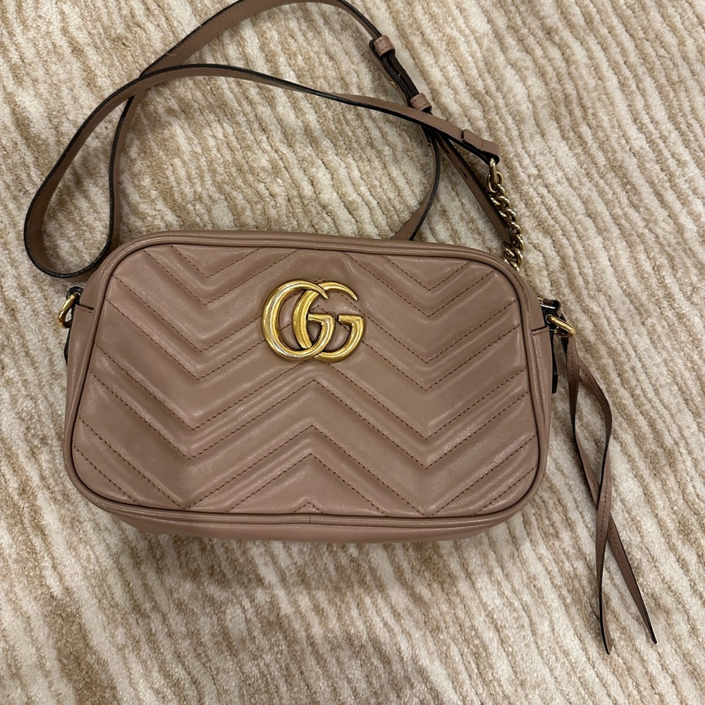Pre-love Gucci GG Marmont Matelassé Mini Shoulder Bag dusty pink